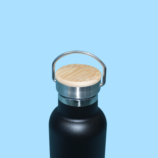 Wood Lid Stainless-Steel Drink Bottle