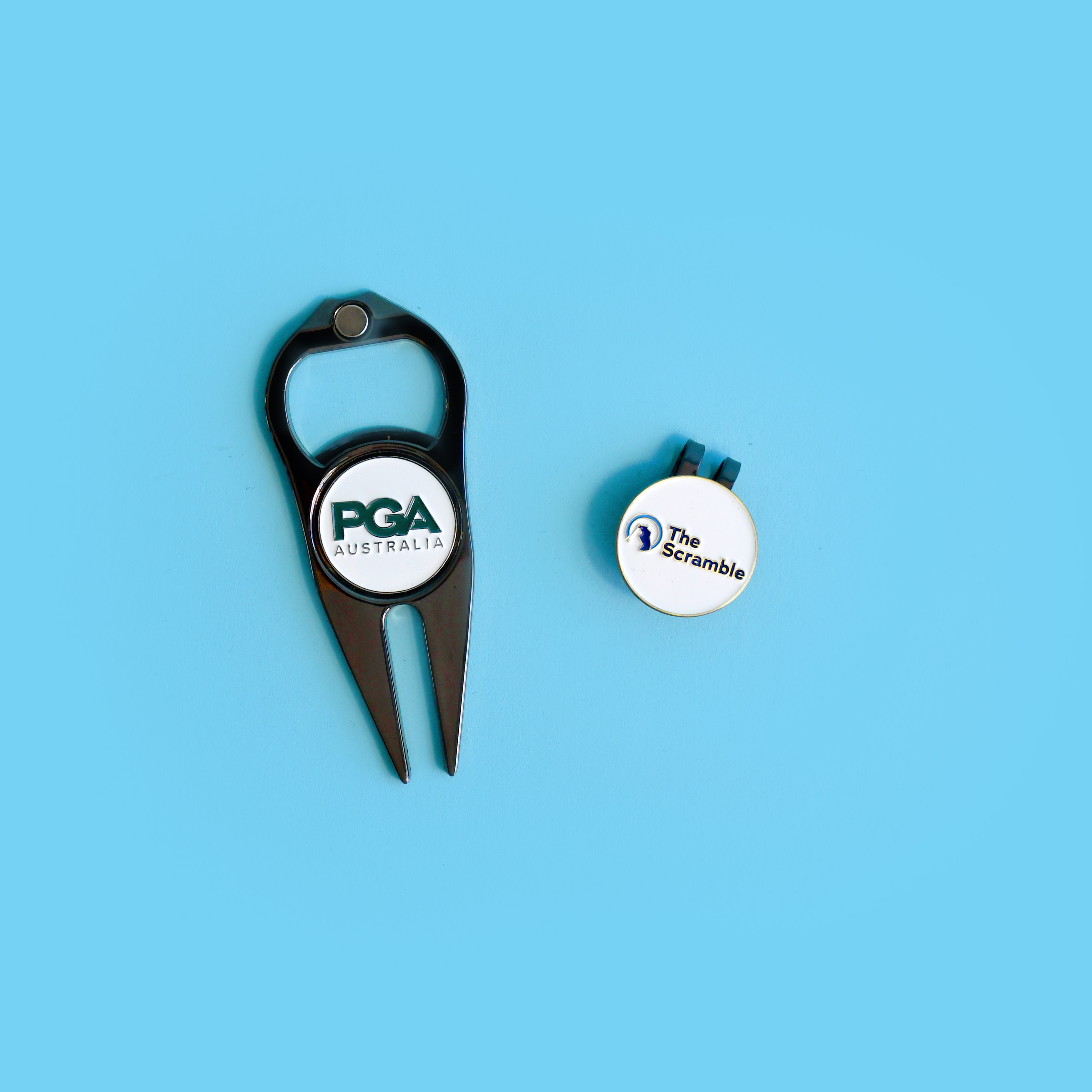 03_Golf-Bottle-Opener Custom Made Divot Tool & Hat Clip Set