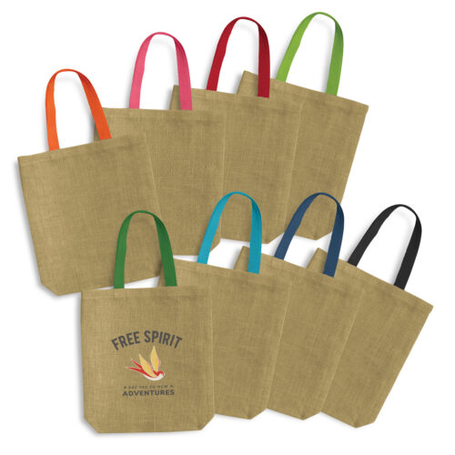 Thera Jute Tote Bag – Coloured Handles