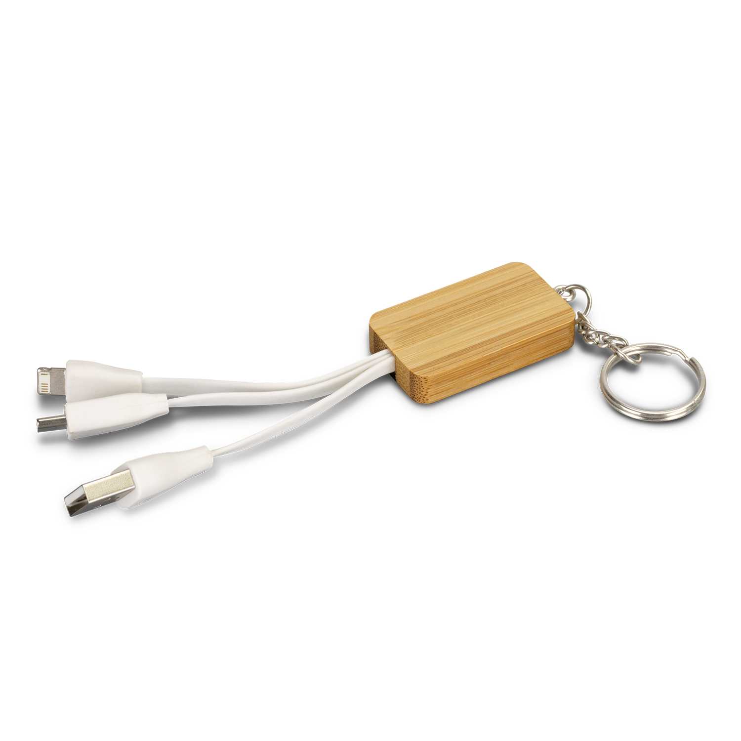 Bamboo Charging Cable Key Ring – Rectangle