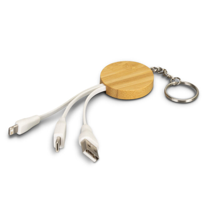 Bamboo Charging Cable Key Ring – Round
