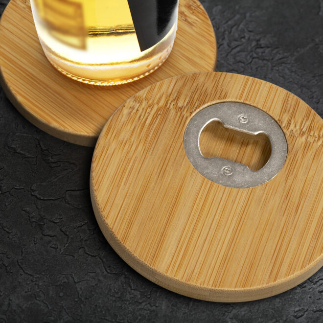 Bamboo Bottle Opener Coaster Set of 2 – Round