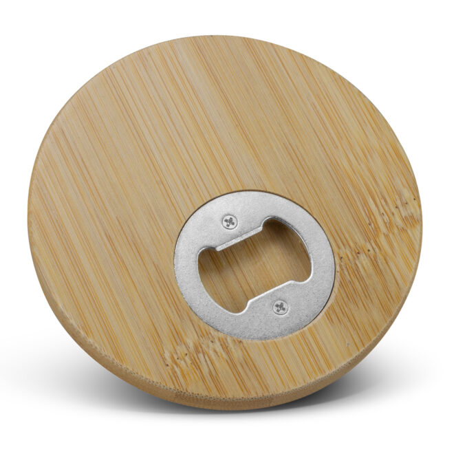 Bamboo Bottle Opener Coaster – Round