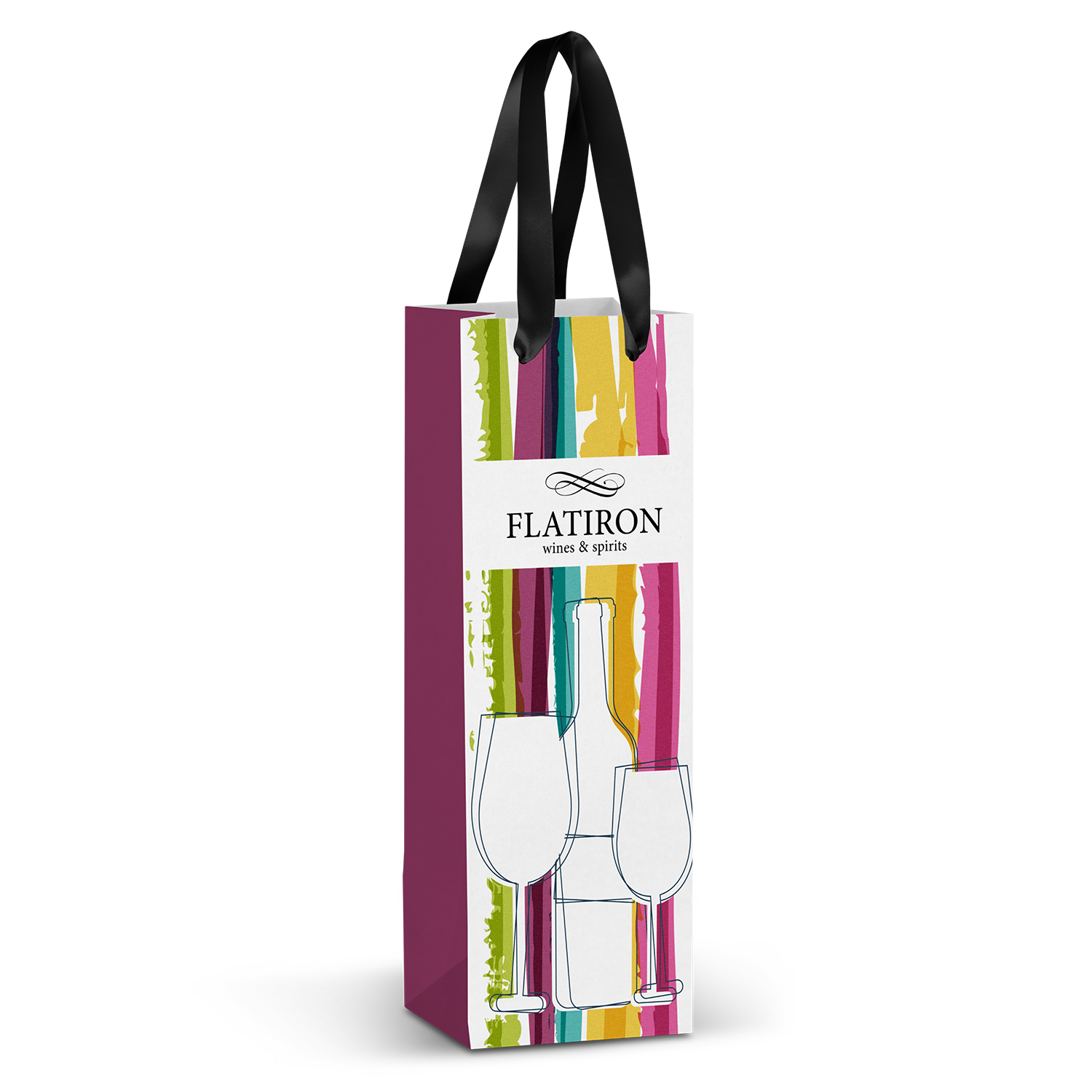 Champagne Ribbon Handle Paper Bag – Full Colour