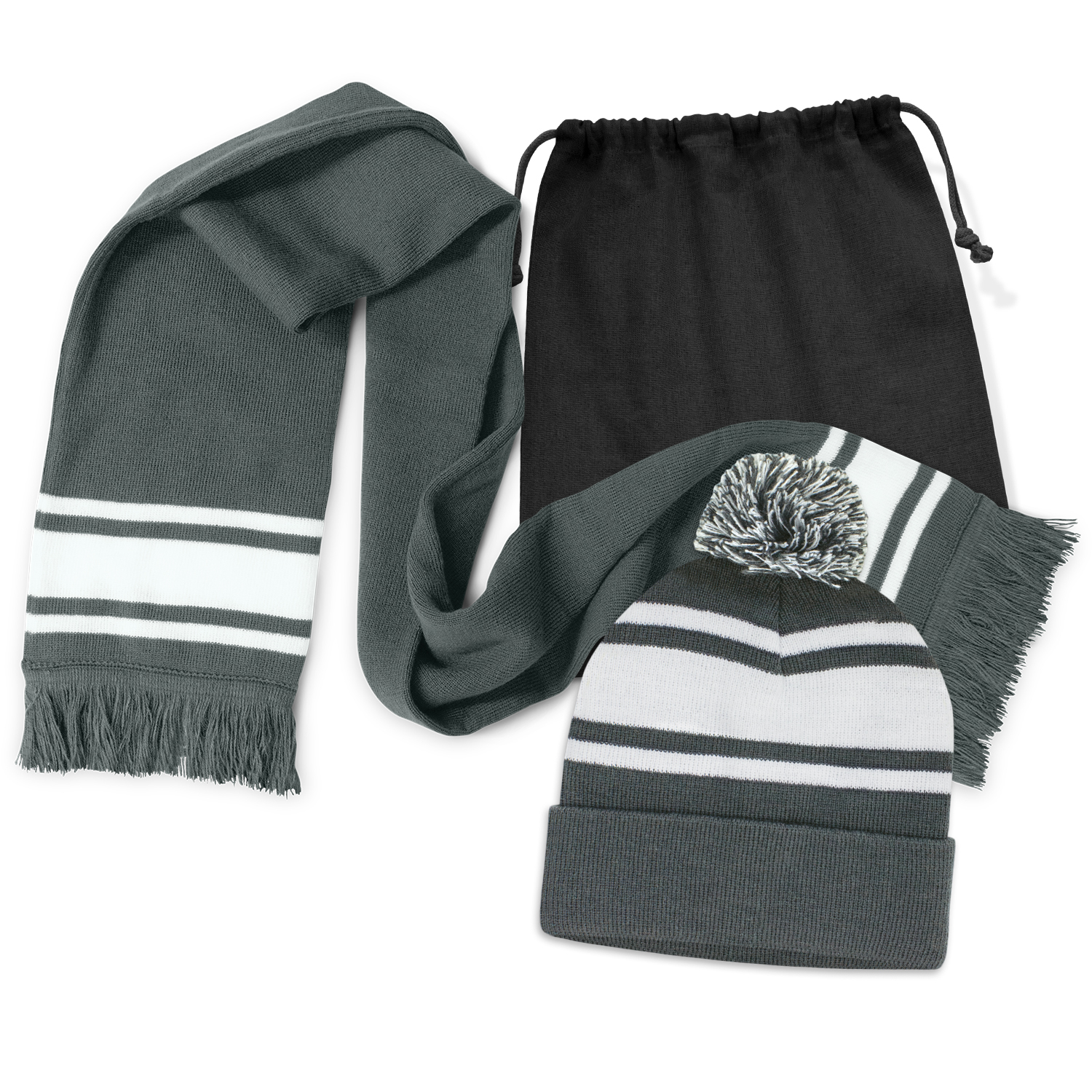 Commodore Scarf and Beanie with Pom Pom Set