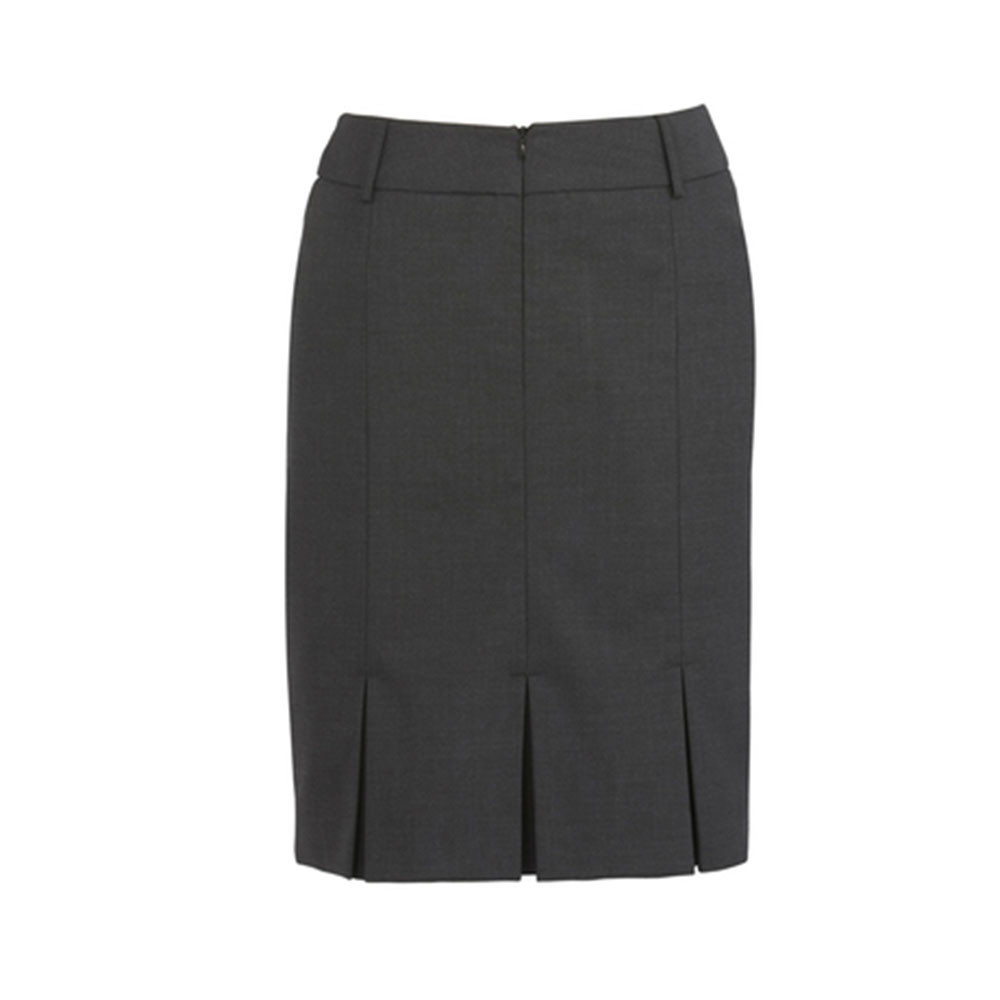 24015_charcoalback Ladies Multi Pleat Skirt