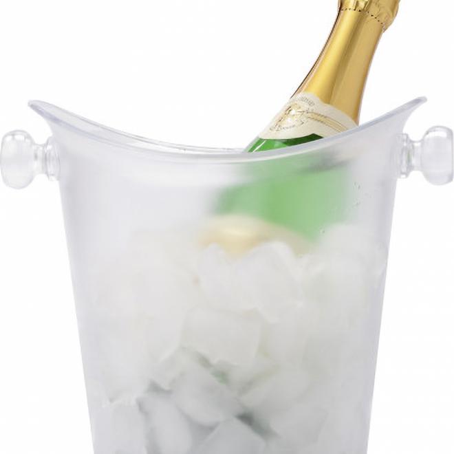 Frosted plastic cooler/ice bucket.