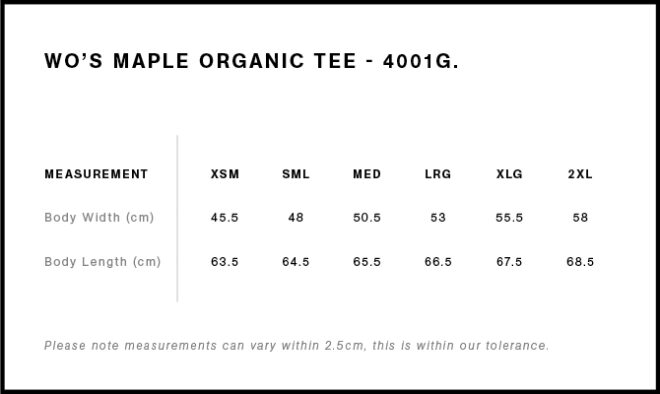 Wo’s Maple Organic Tee