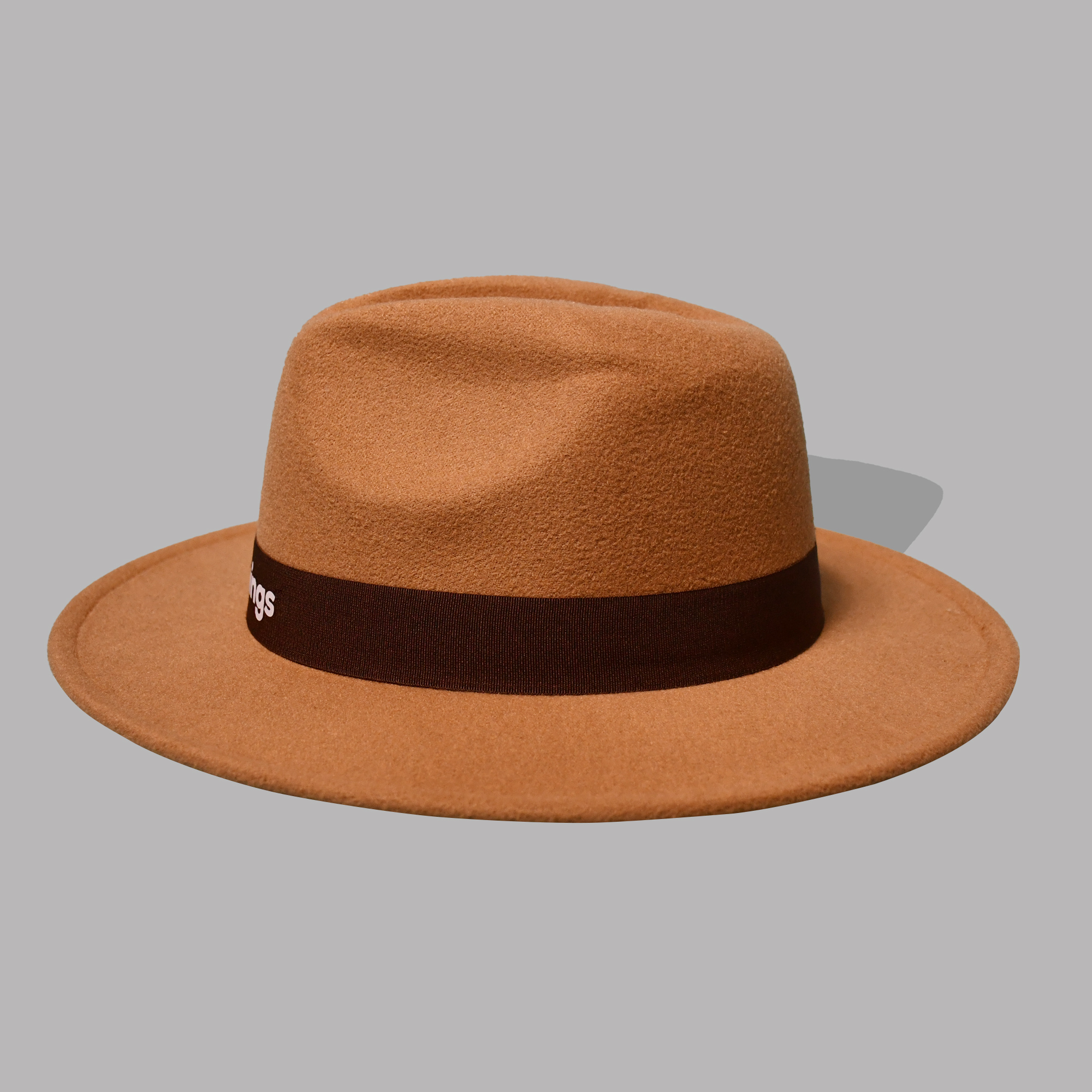 4435_Med-Hat_Brown-2.jpeg Polyester Fedora Hat with Printing Trim – Beige