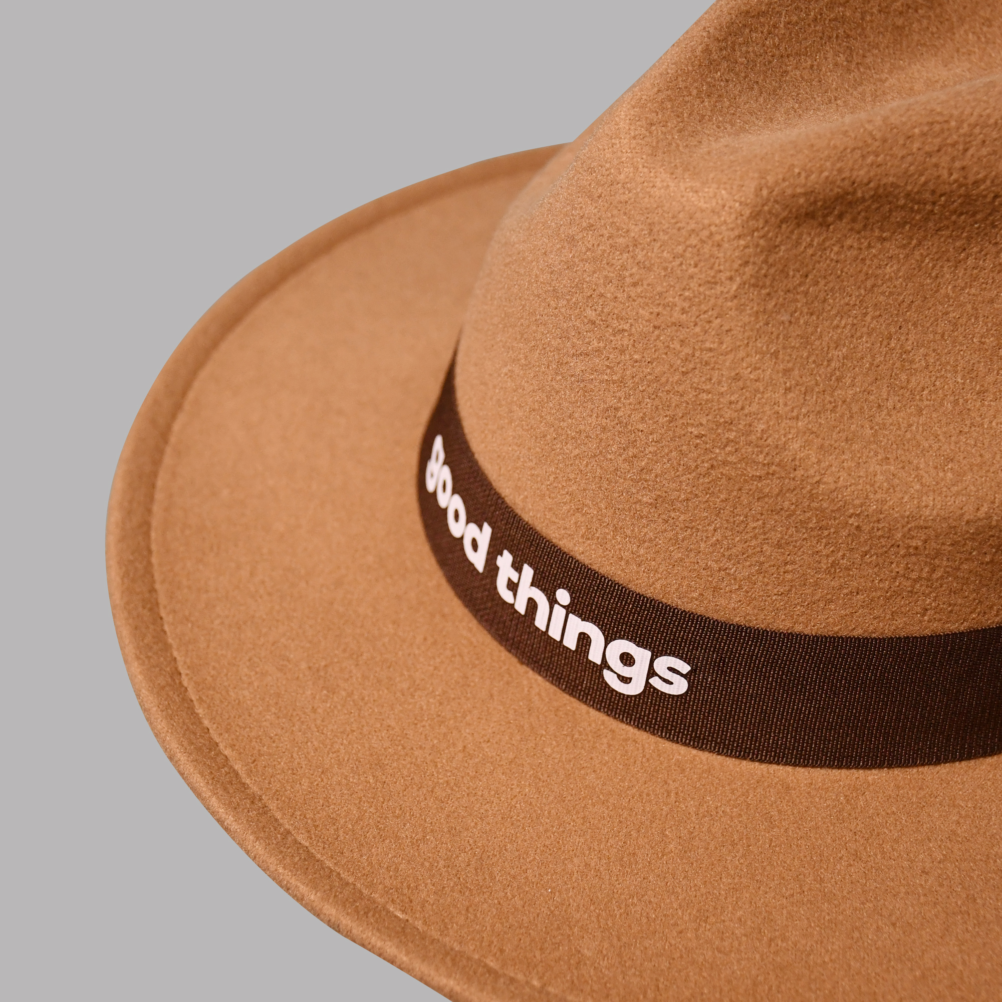 4445_Med-Hat_Brown-2.jpeg Polyester Fedora Hat with Printing Trim – Beige