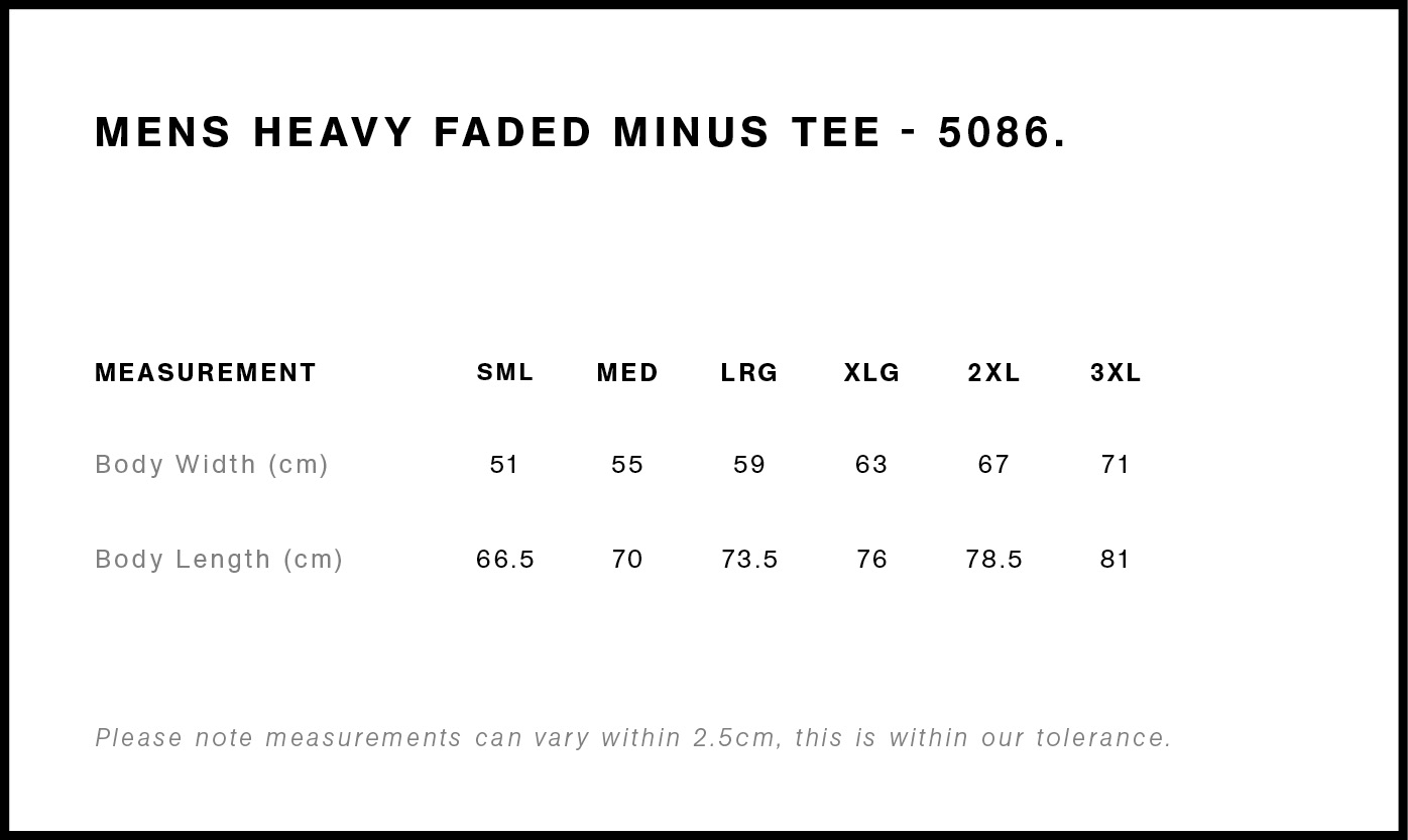 Heavy Faded Minus Tee [-5CM] 5086