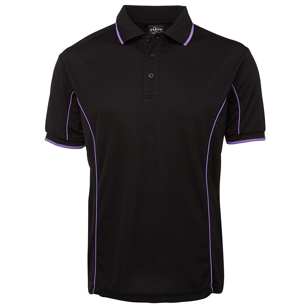 7PIP_black.purple S/S Piping Polo