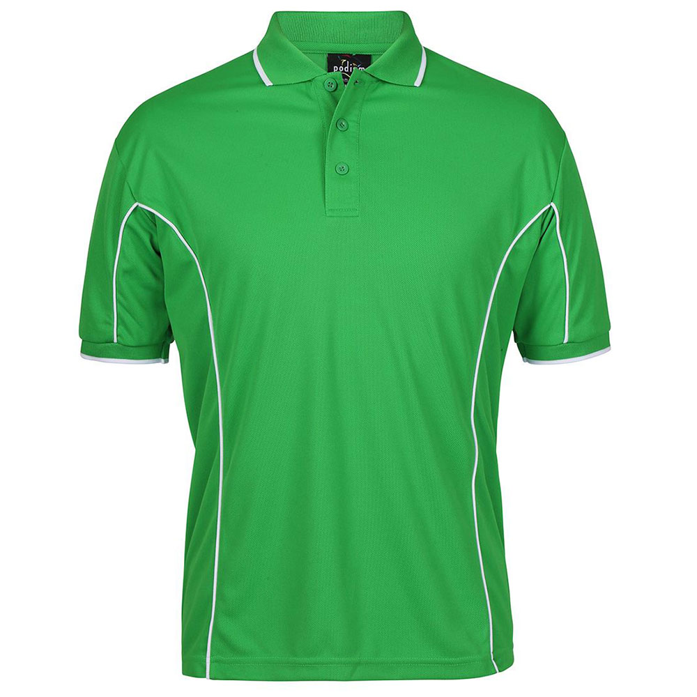 7PIP_green S/S Piping Polo
