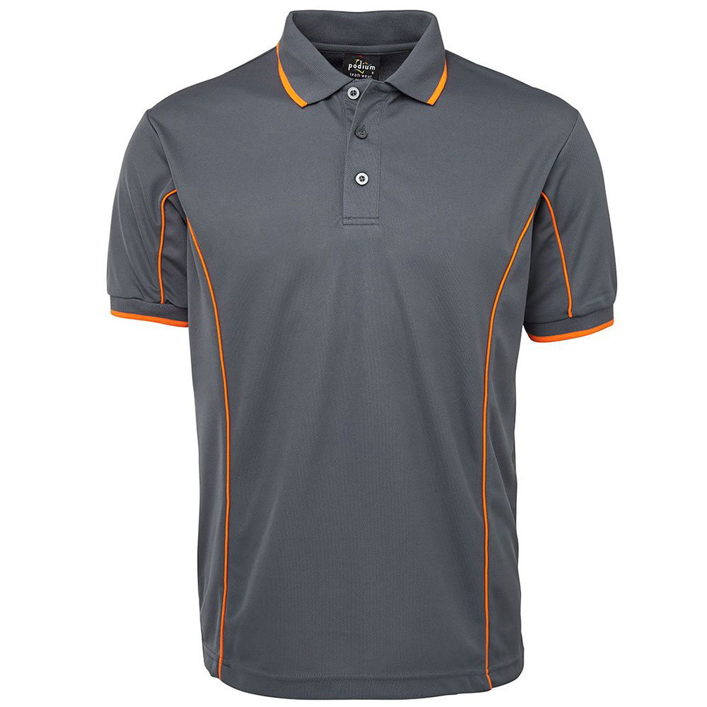 7PIP_grey S/S Piping Polo