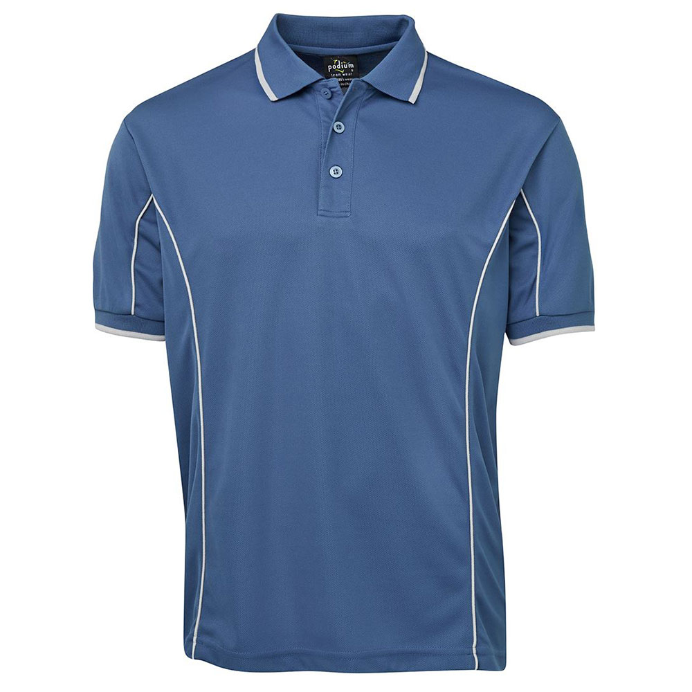 7PIP_midblue S/S Piping Polo