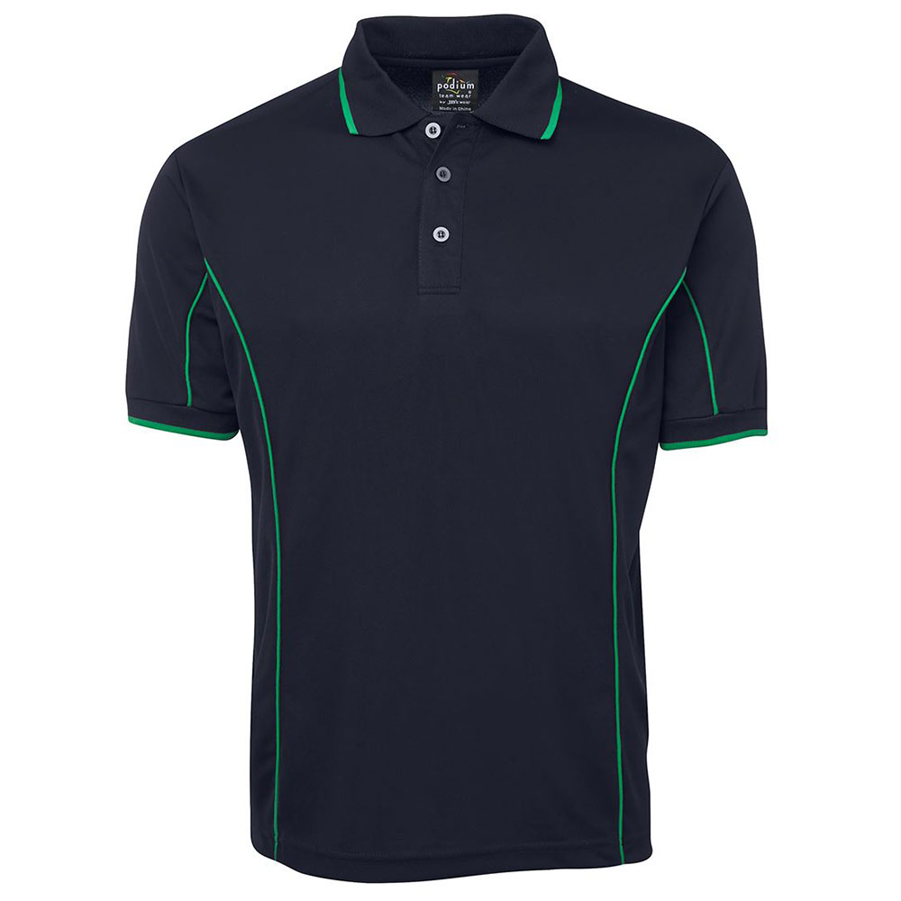 7PIP_navyblue.greeen S/S Piping Polo