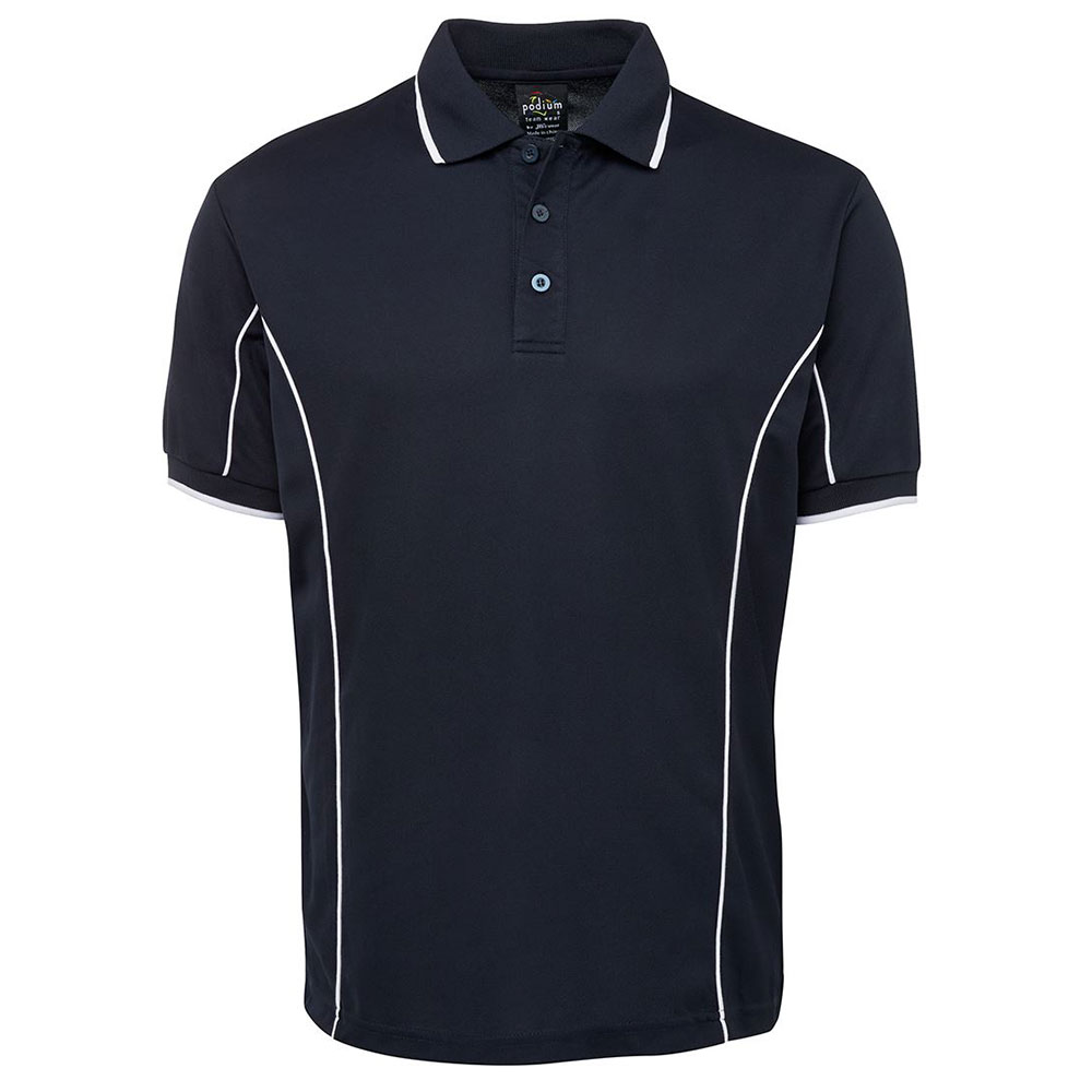 7PIP_navyblue S/S Piping Polo