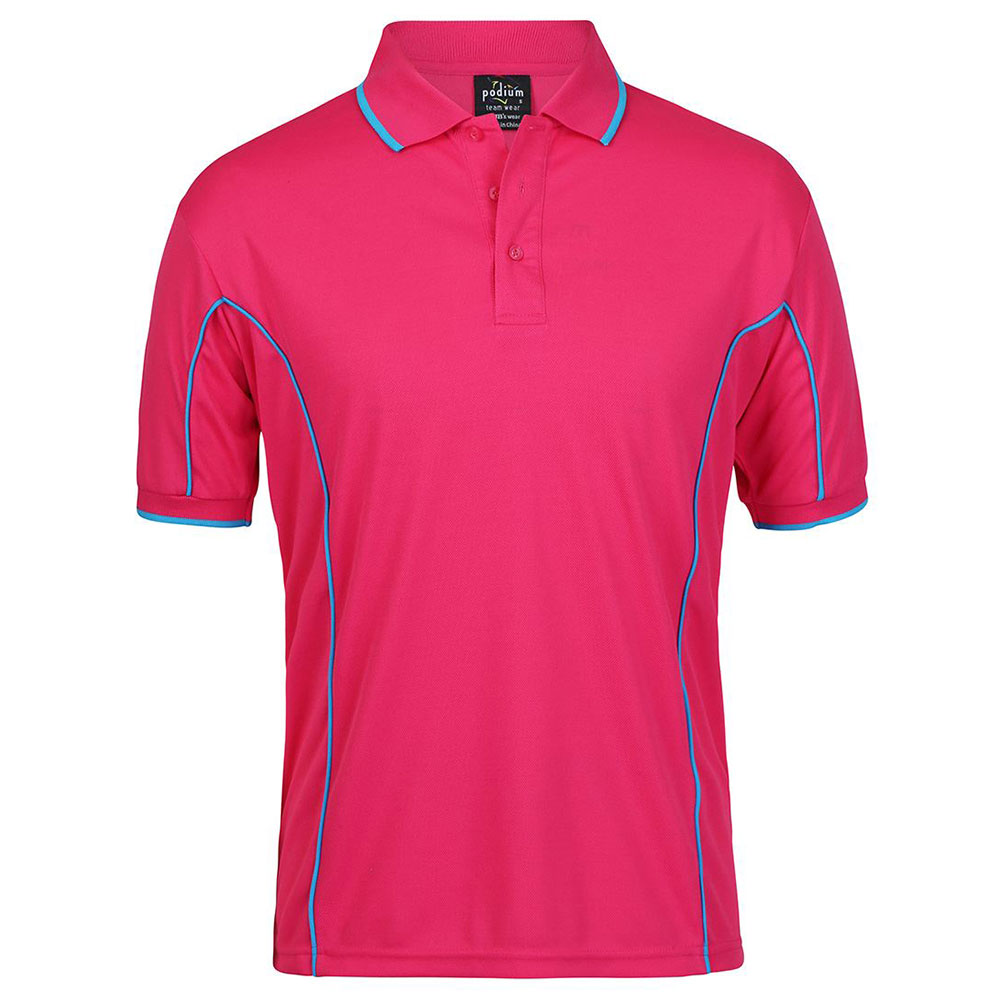 7PIP_pink S/S Piping Polo