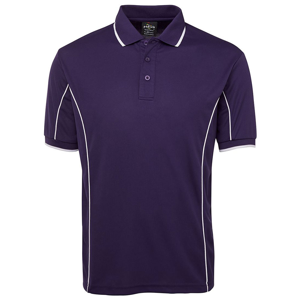 7PIP_purple S/S Piping Polo
