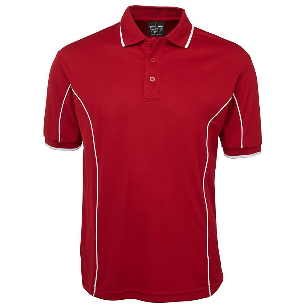 7PIP_red S/S Piping Polo