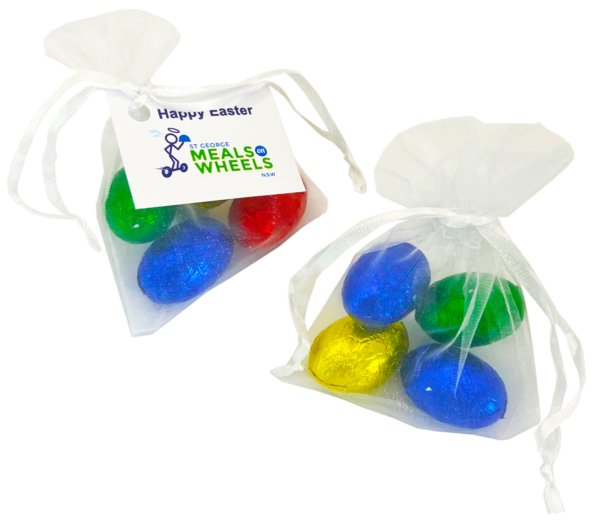 Organza Bag with Mini Solid Easter Eggs x4