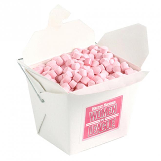 White Cardboard Noodle Box Filled with Mints 100G