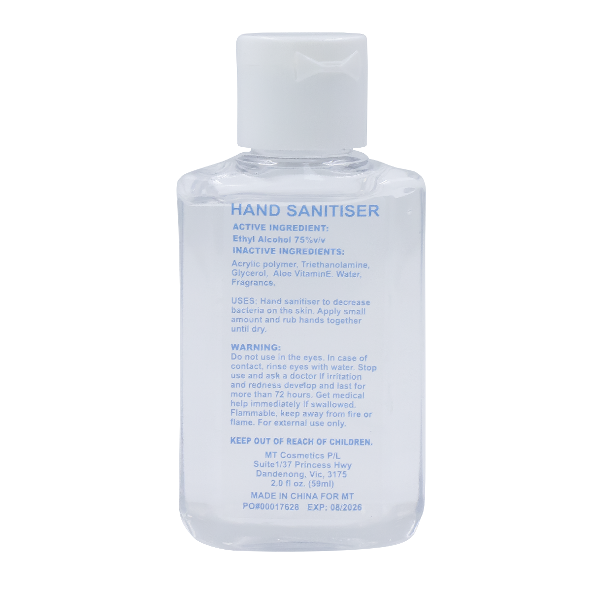 60ml Hand Sanitiser Gel – 75% ethyl-alcohol