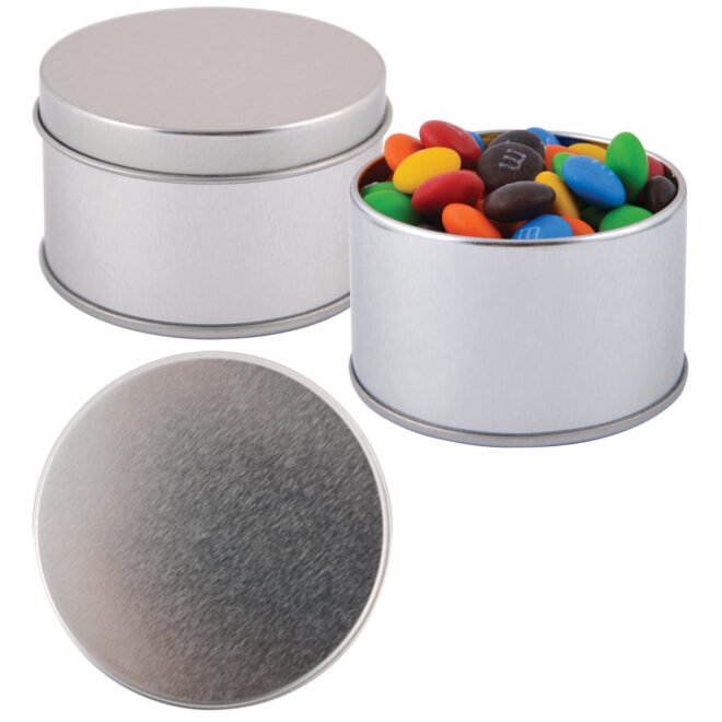M&M’s in Silver Round Tin