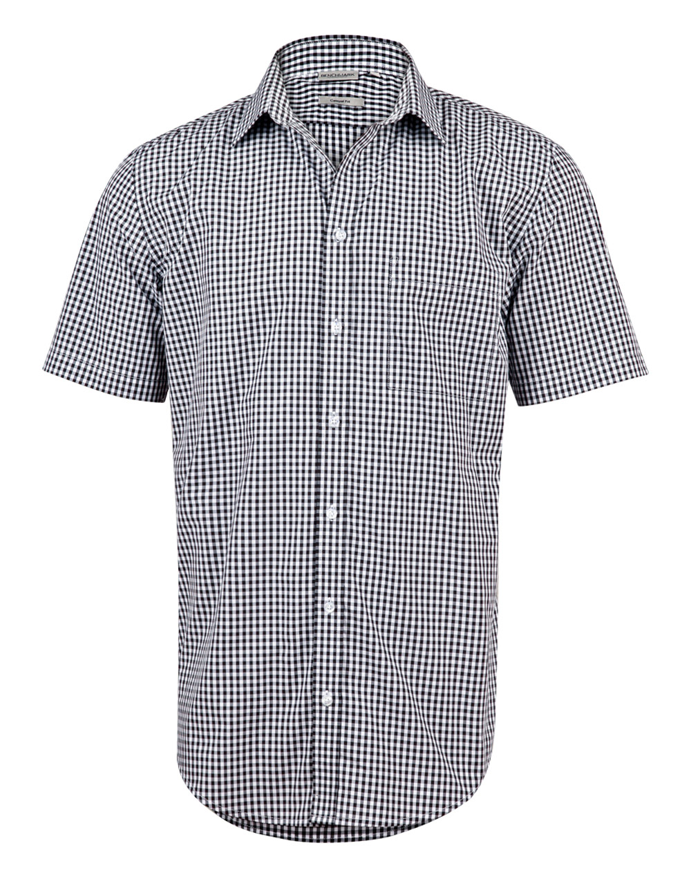 M7300S_BlackWhite_l Men’s Gingham Check Short Sleeve Shirt