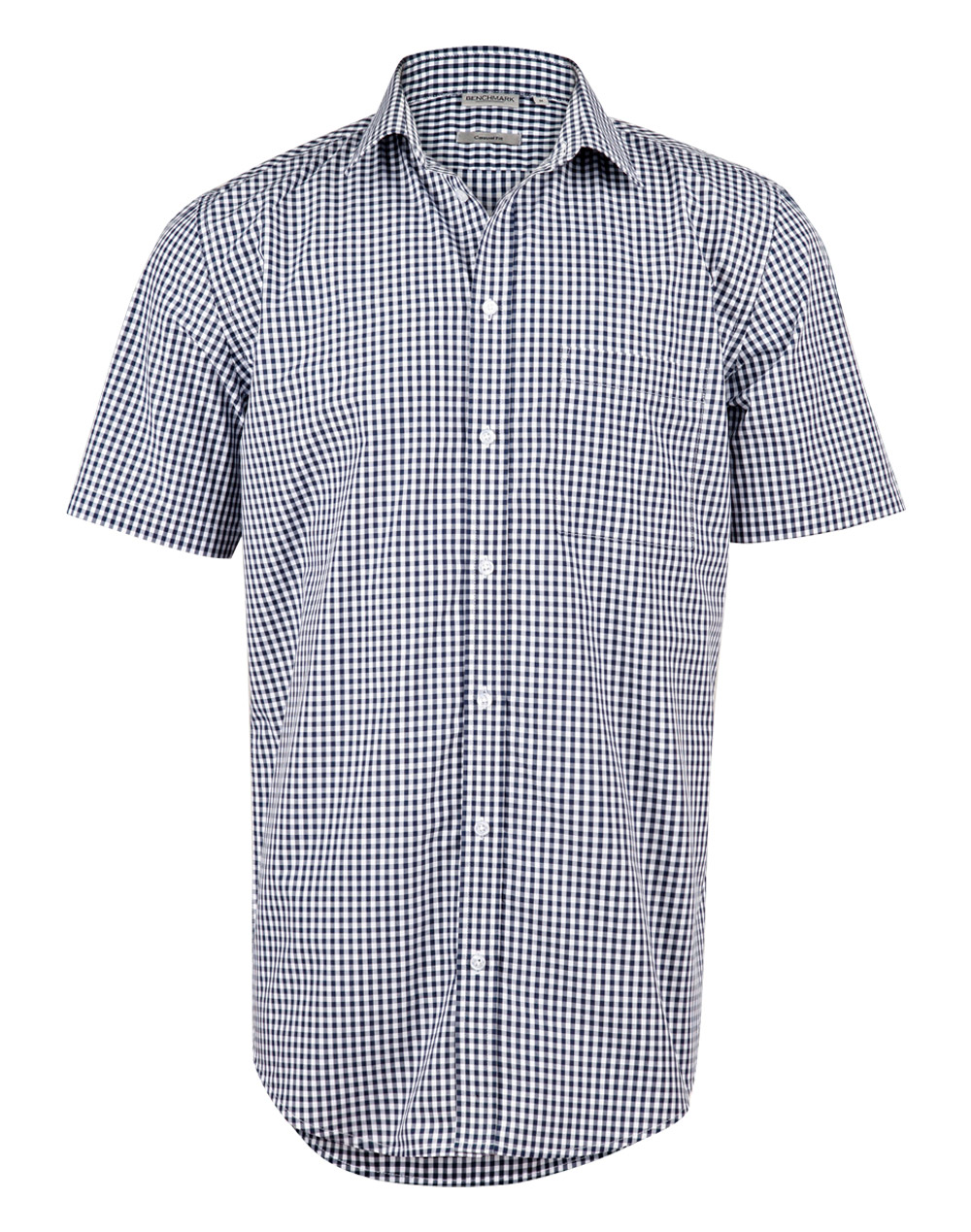 M7300S_NavyWhie_l Men’s Gingham Check Short Sleeve Shirt