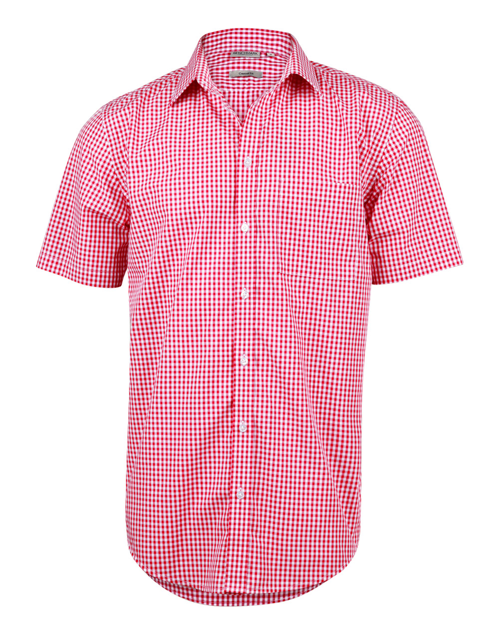 M7300S_RedWhite_l Men’s Gingham Check Short Sleeve Shirt