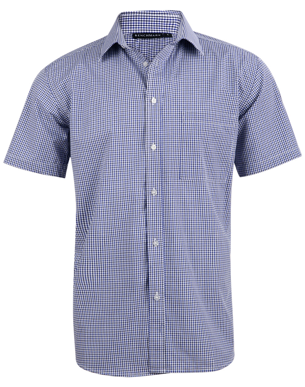M7320S_BlackWhiteNavy_l Men’s Multi-Tone Check Short Sleeve Shirt