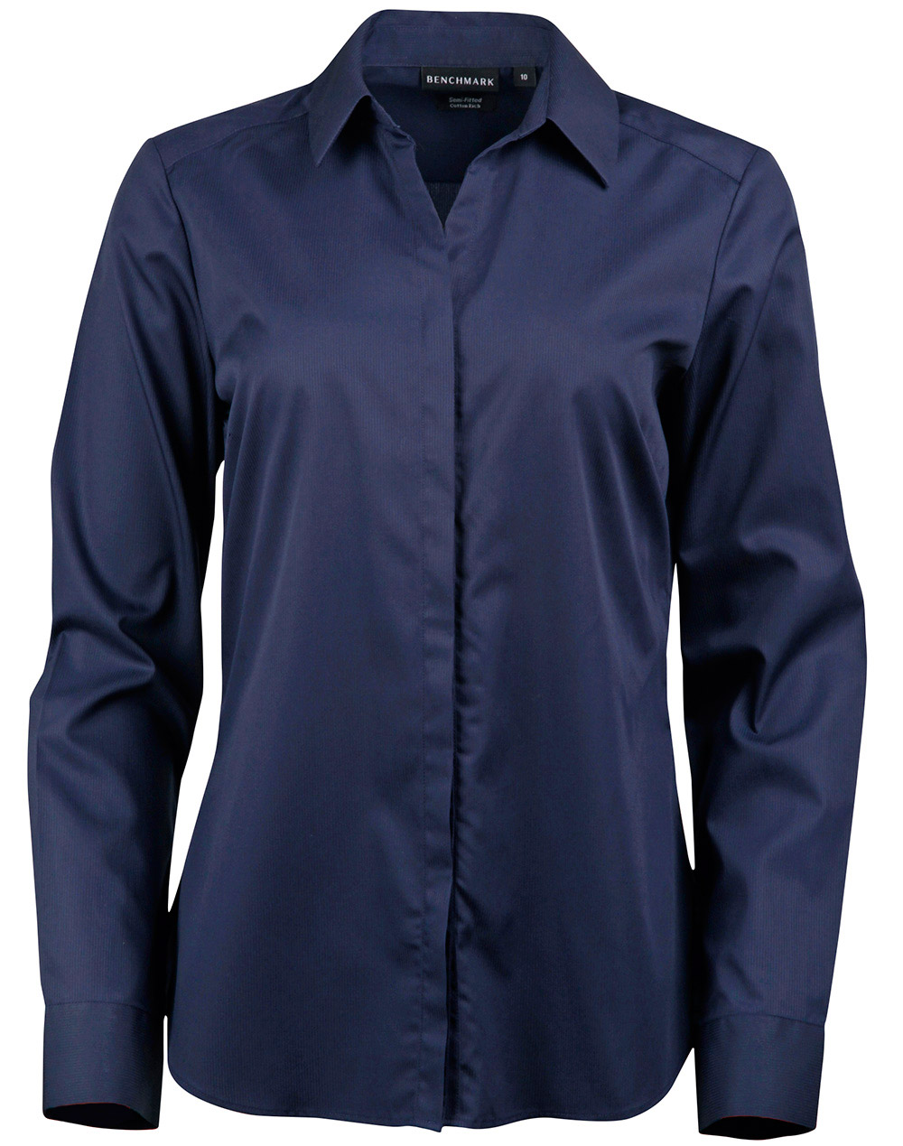 M8110L_Navy_l Barkley Ladies Taped Seam Long Sleeve Shirt
