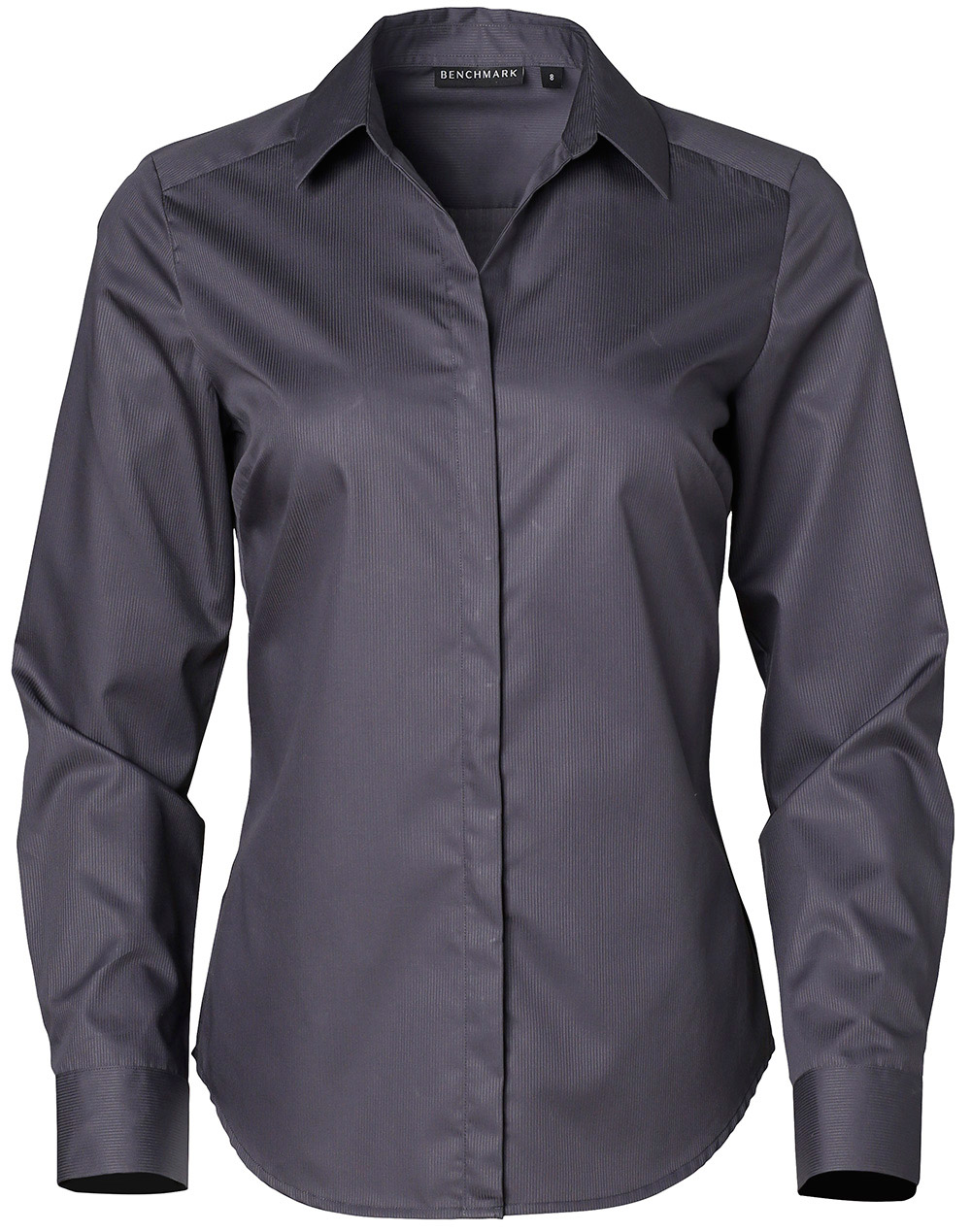 M8110L_StormGrey_l Barkley Ladies Taped Seam Long Sleeve Shirt