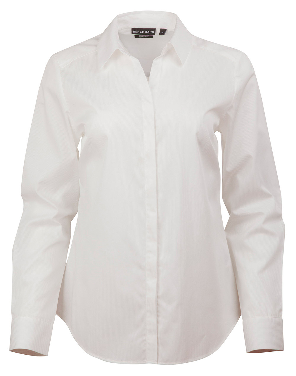 M8110L_White_l Barkley Ladies Taped Seam Long Sleeve Shirt