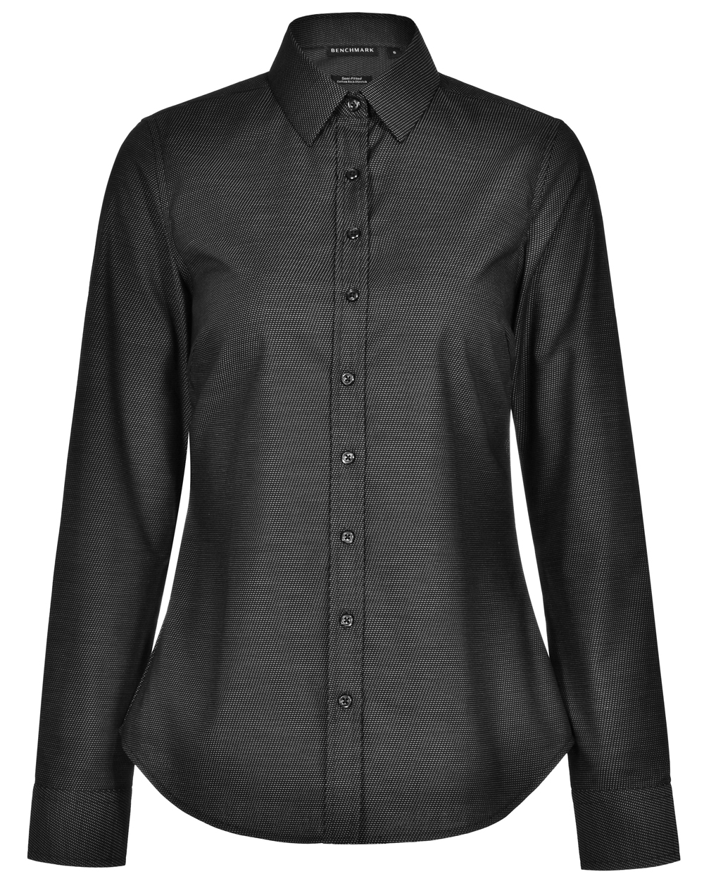 Ascot Ladies Long Sleeve Dot Jacquard Stretch Shirt