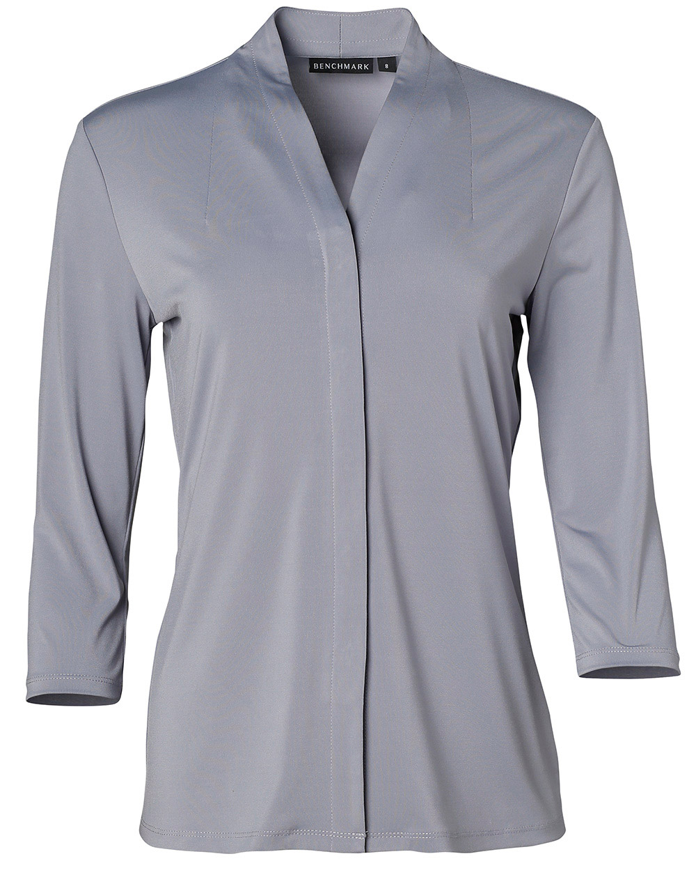 M8830_DustGrey_l Ladies 3/4 Sleeve Stretch Knit Top Isabel