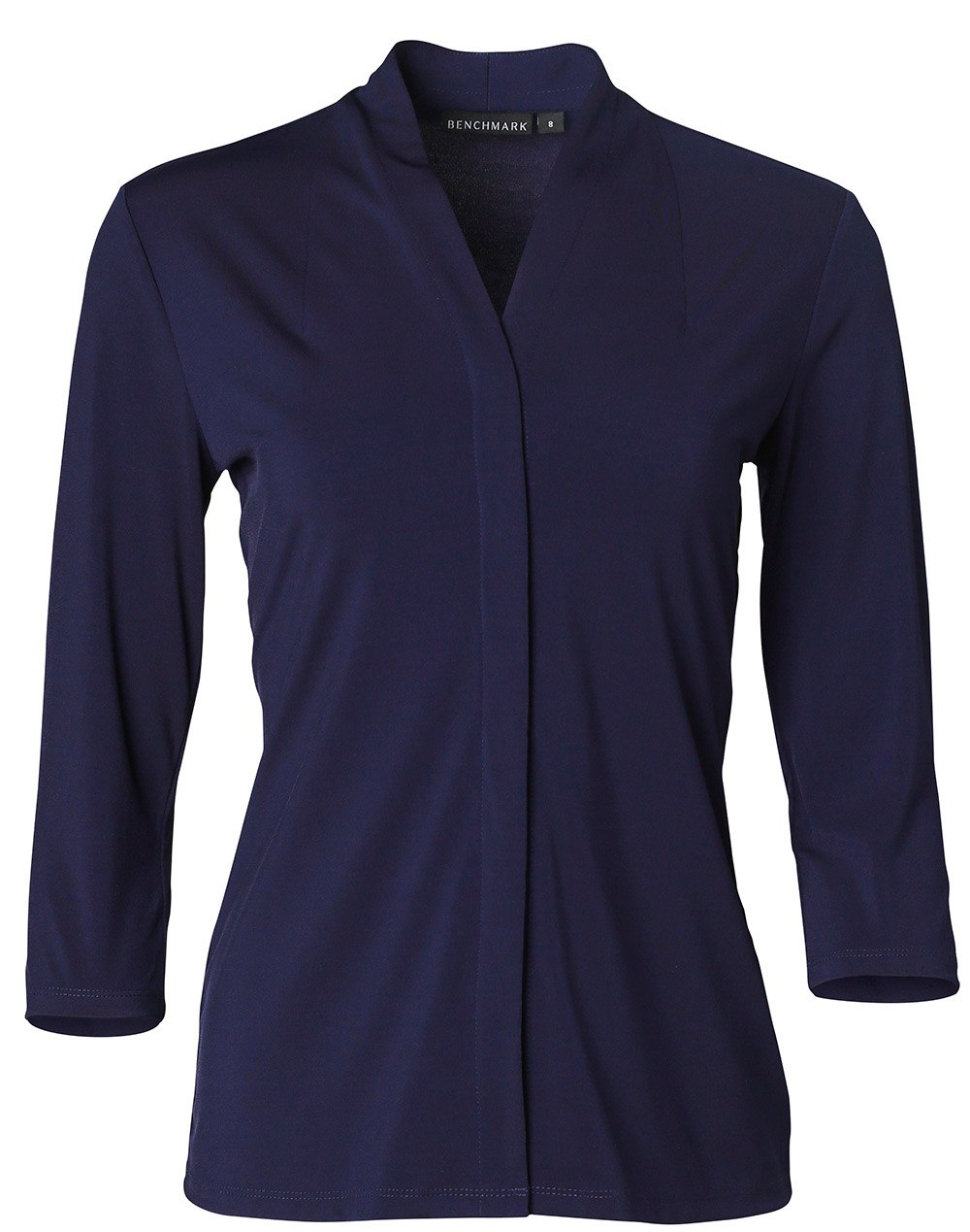 M8830_Navy_l Ladies 3/4 Sleeve Stretch Knit Top Isabel