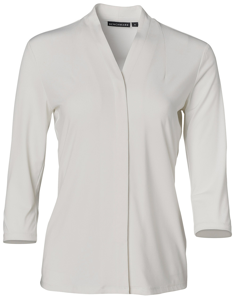 M8830_White_l Ladies 3/4 Sleeve Stretch Knit Top Isabel