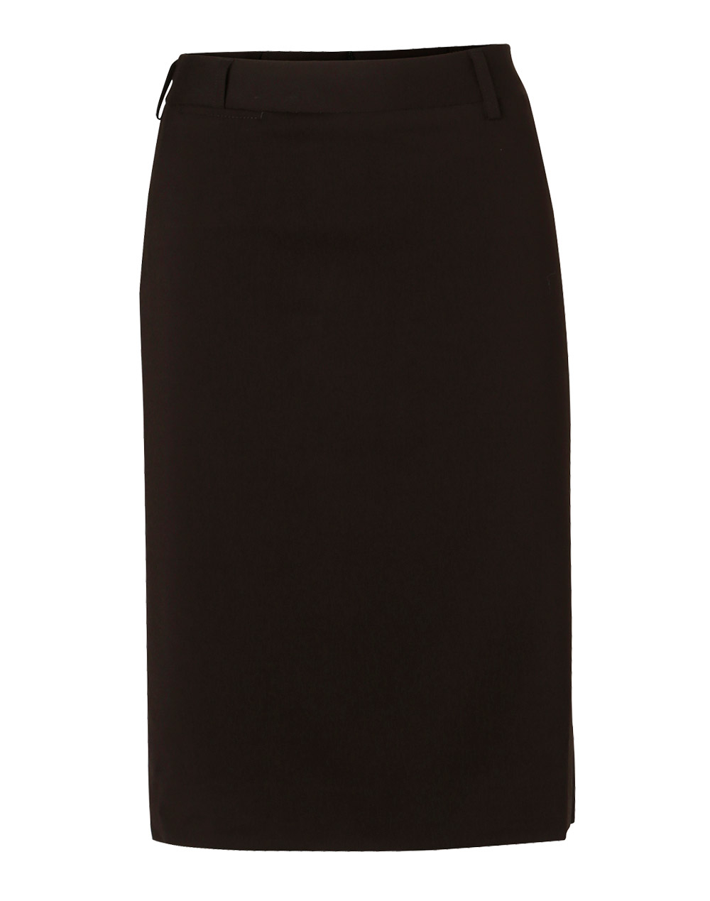 M9471_Black_l Women’s Poly/Viscose Stretch Mid Length Lined Pencil Skirt