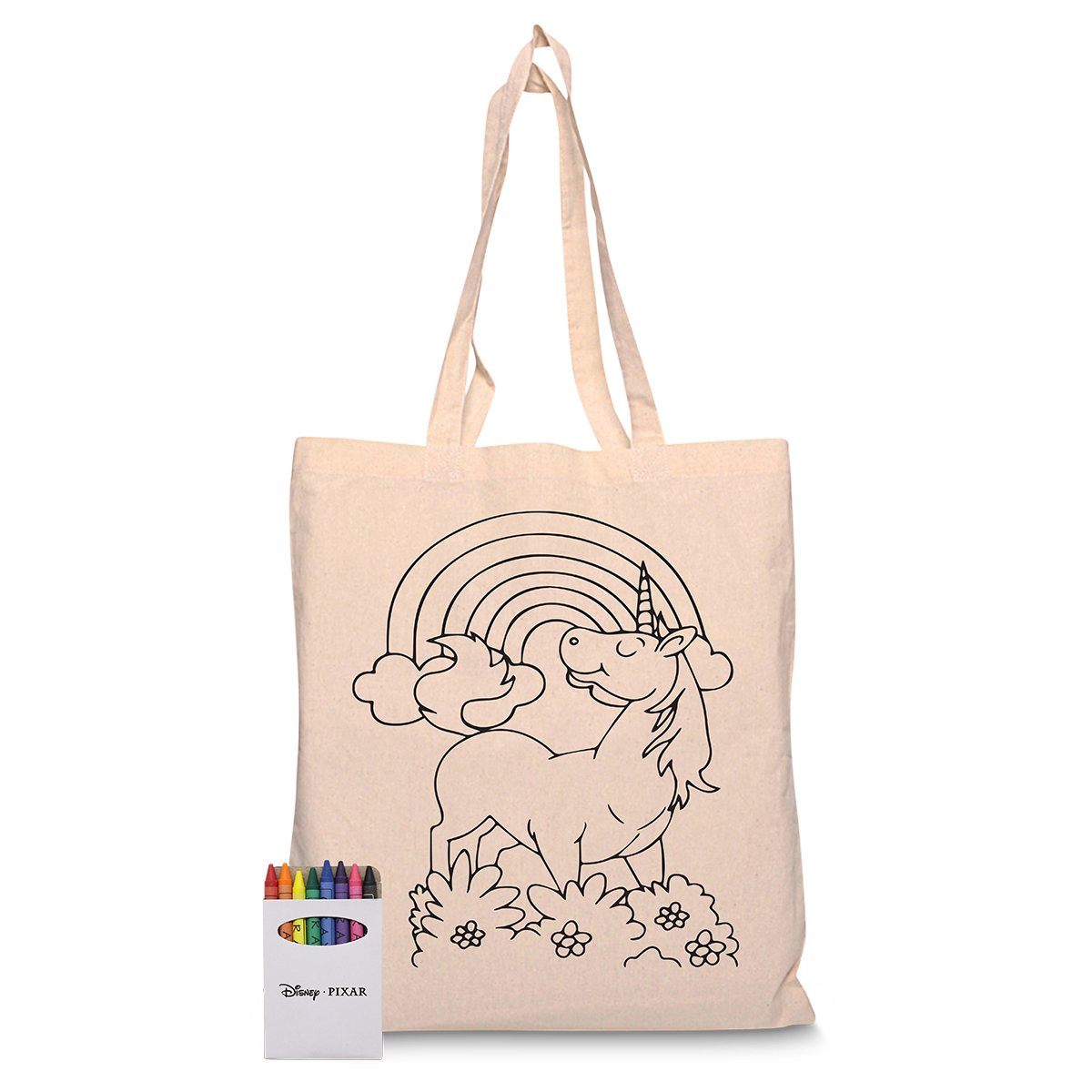 Squiggle Calico Cotton bag + Crayon set