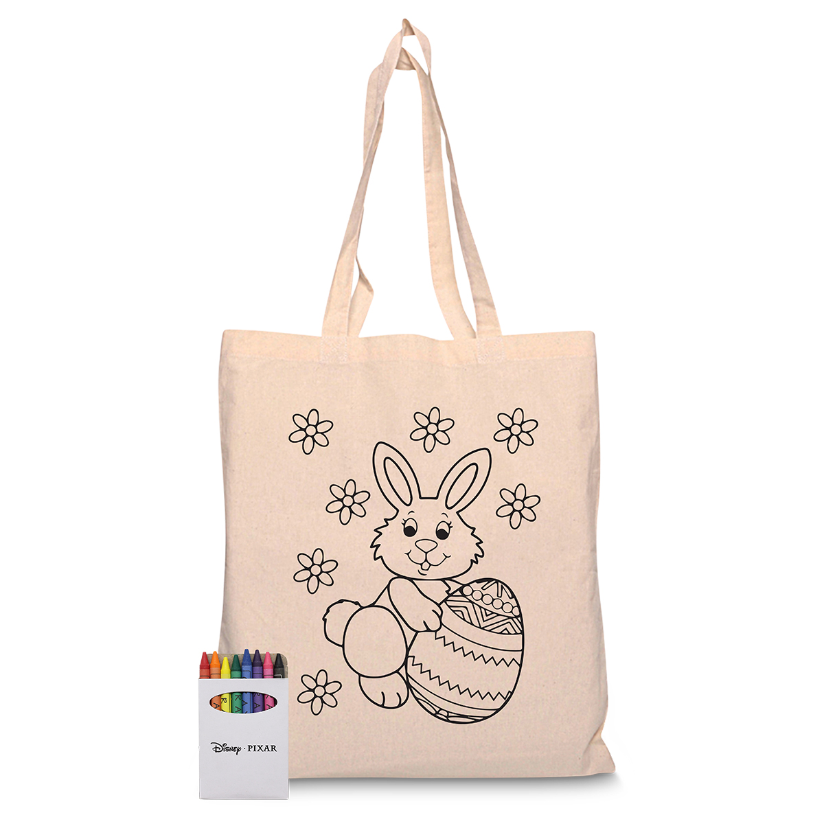 Squiggle Calico Cotton bag + Crayon set
