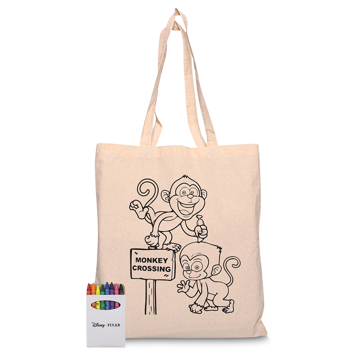 Squiggle Calico Cotton bag + Crayon set
