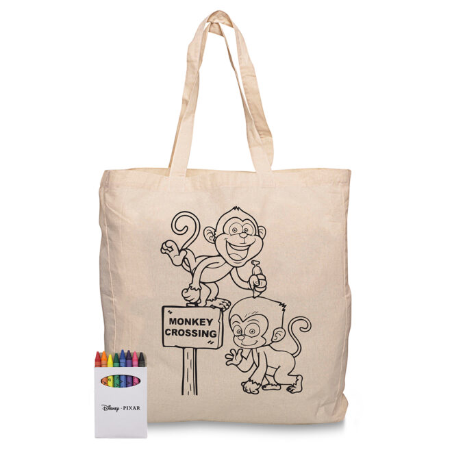 Squiggle Calico bag + Crayon set