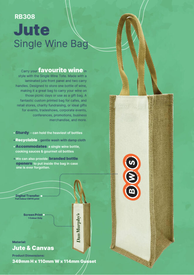 Jute Single Wine Bag