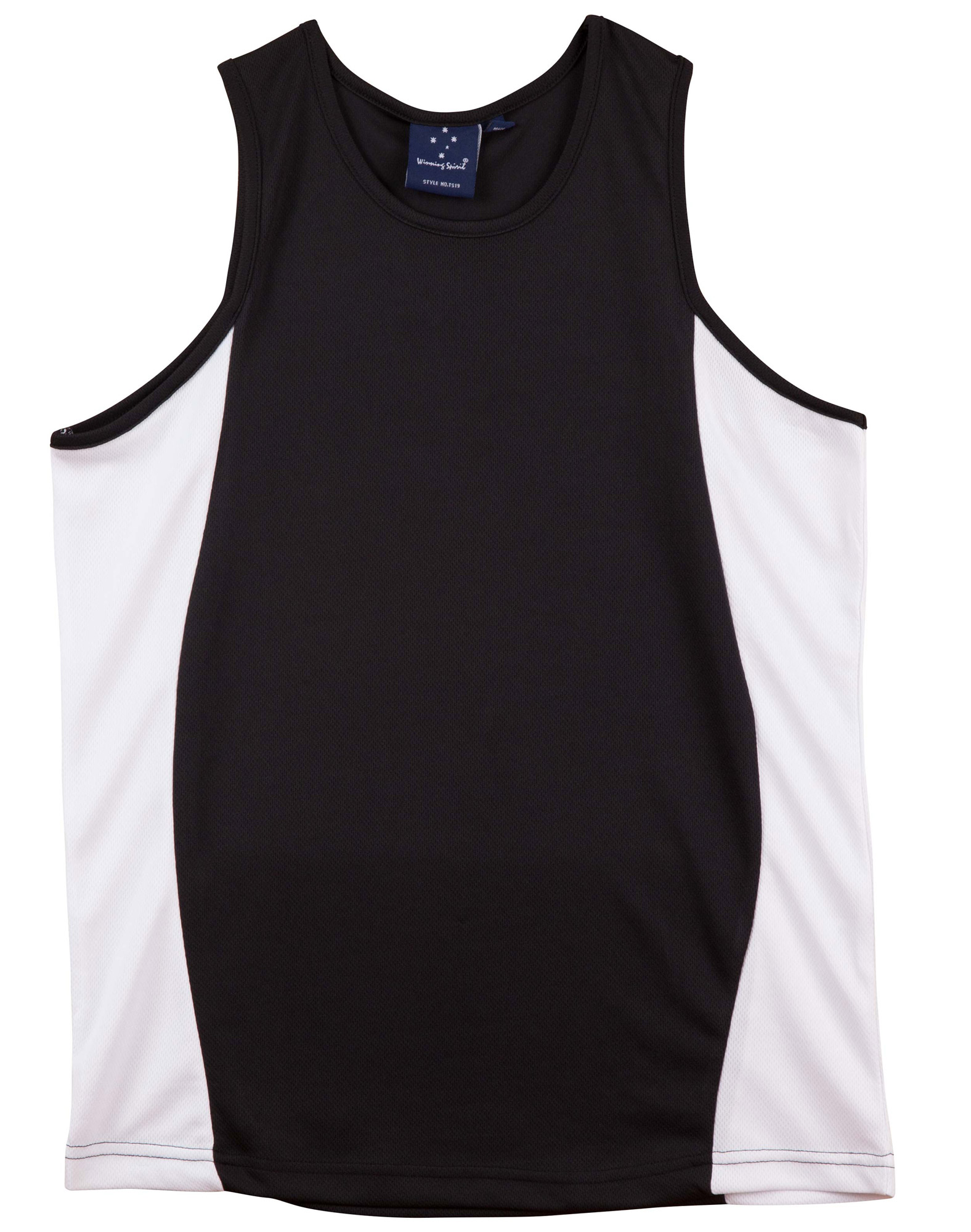 TS19_Black.White_l Teammate TrueDry Singlet Men’s