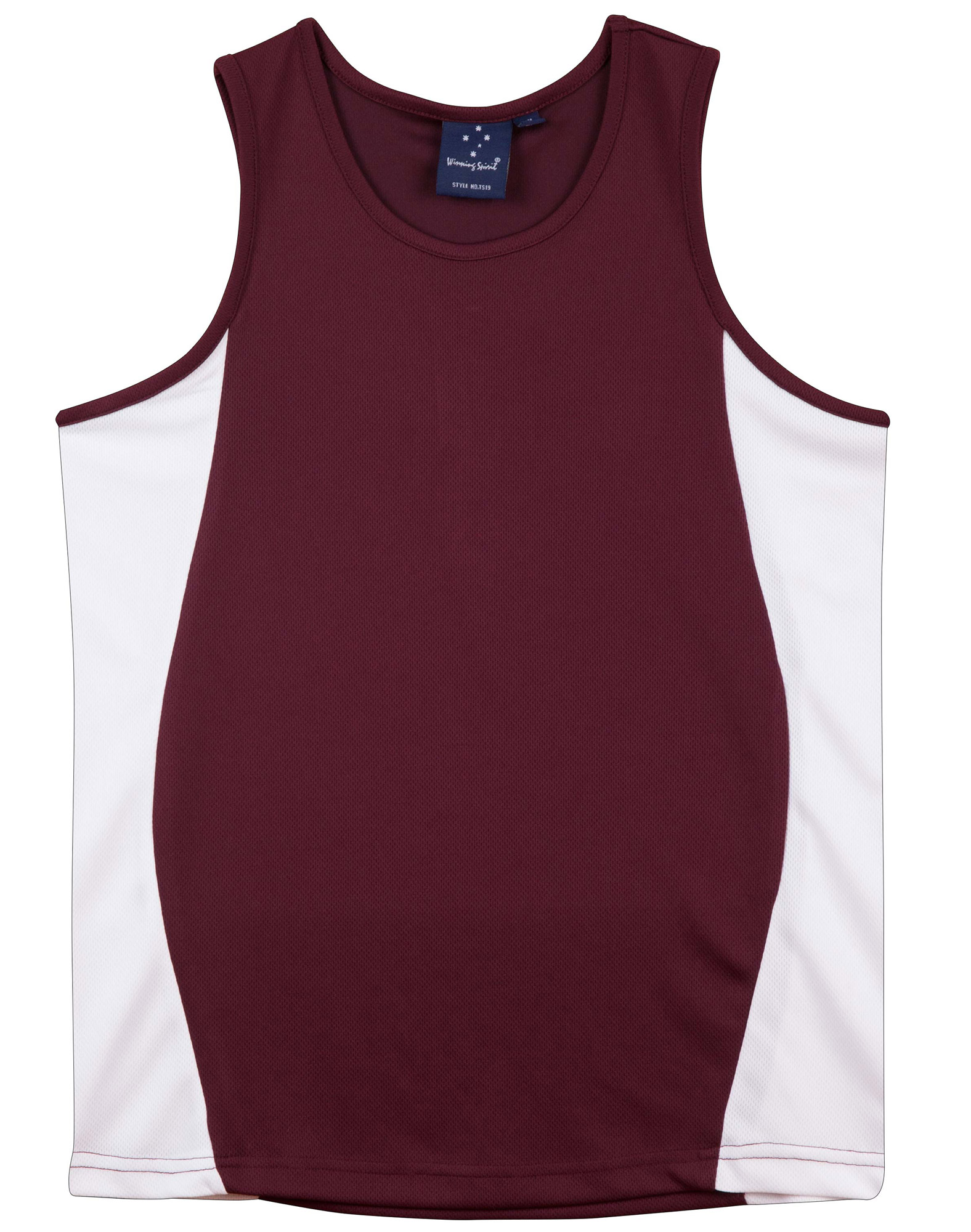 TS19_Maroon.White_l Teammate TrueDry Singlet Men’s