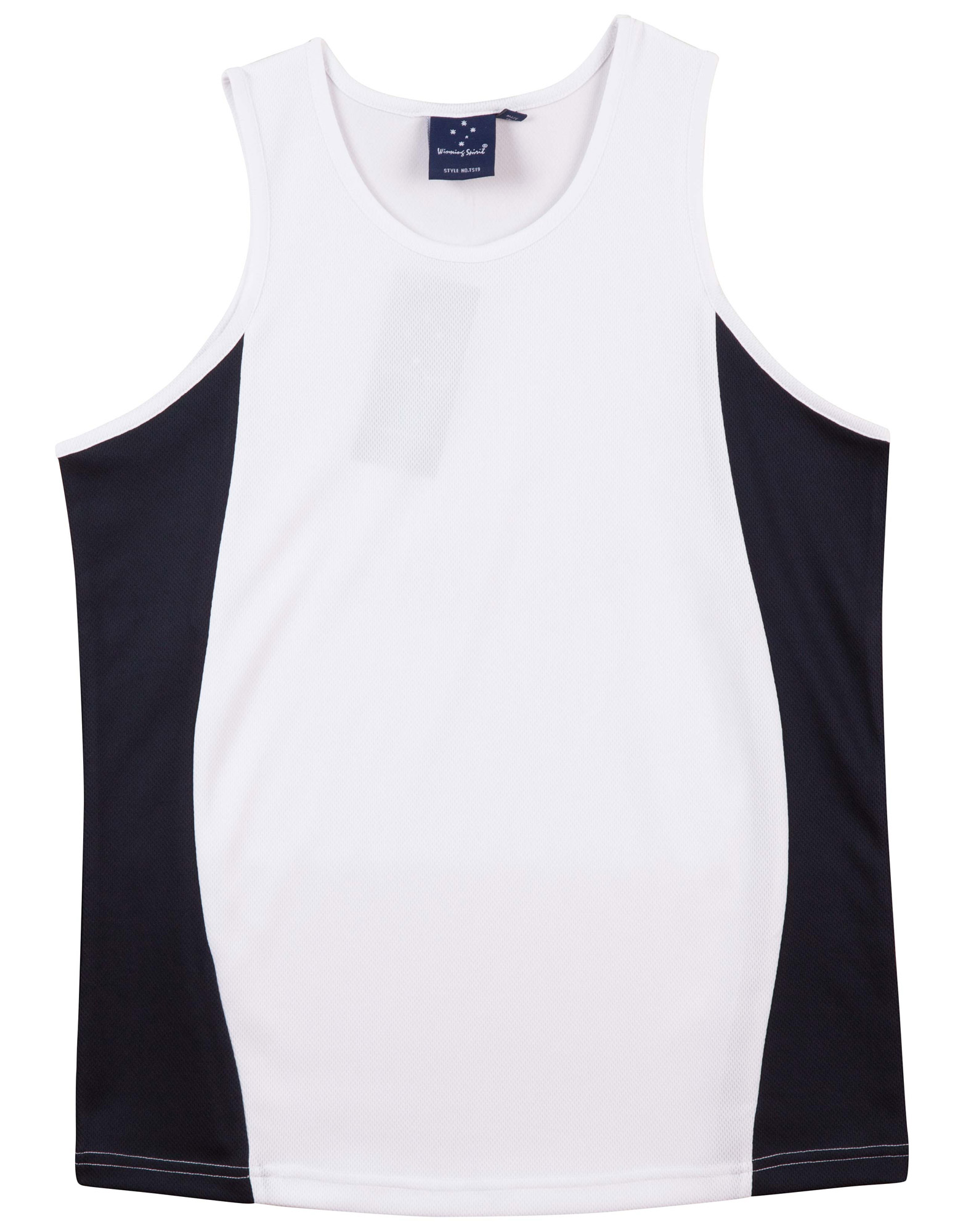 TS19_White.Navy_l Teammate TrueDry Singlet Men’s