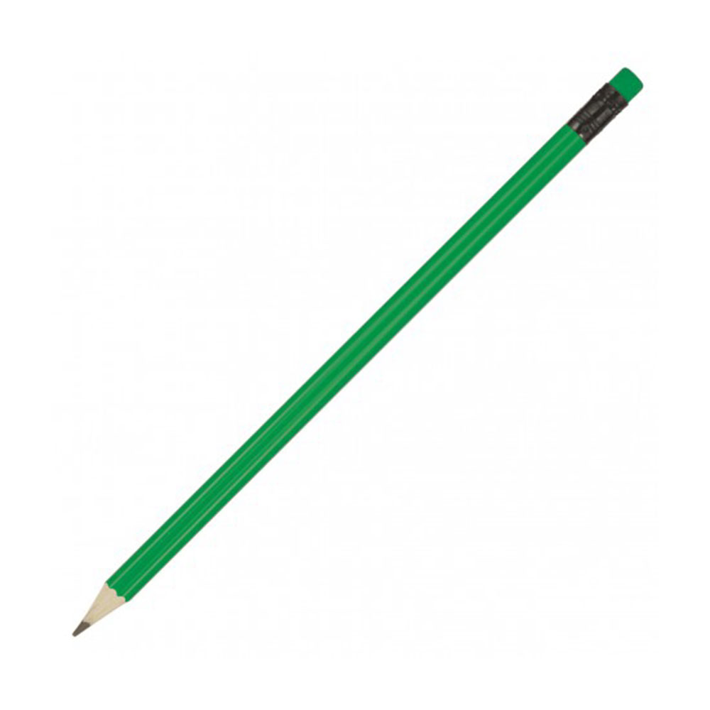 Z198_green Coloured Sharpened Pencil with Eraser