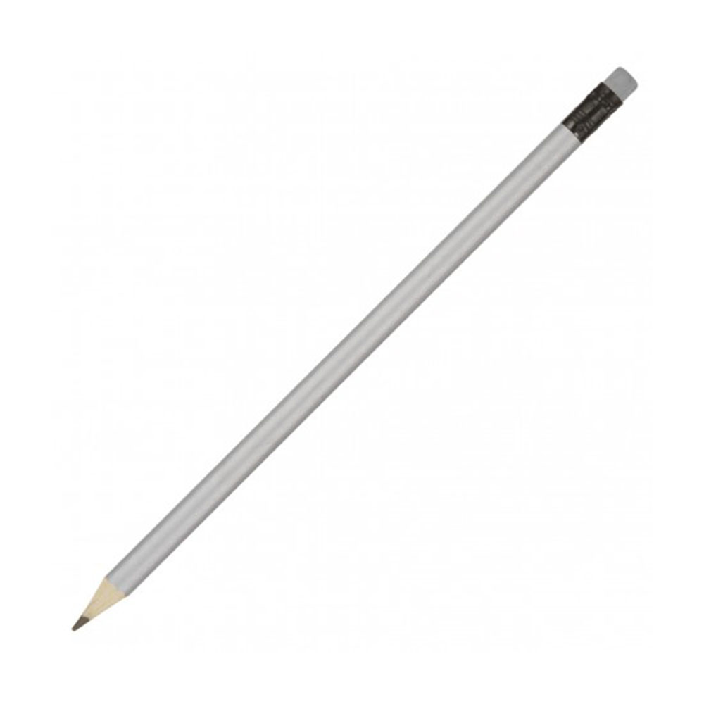 Z198_silver Coloured Sharpened Pencil with Eraser